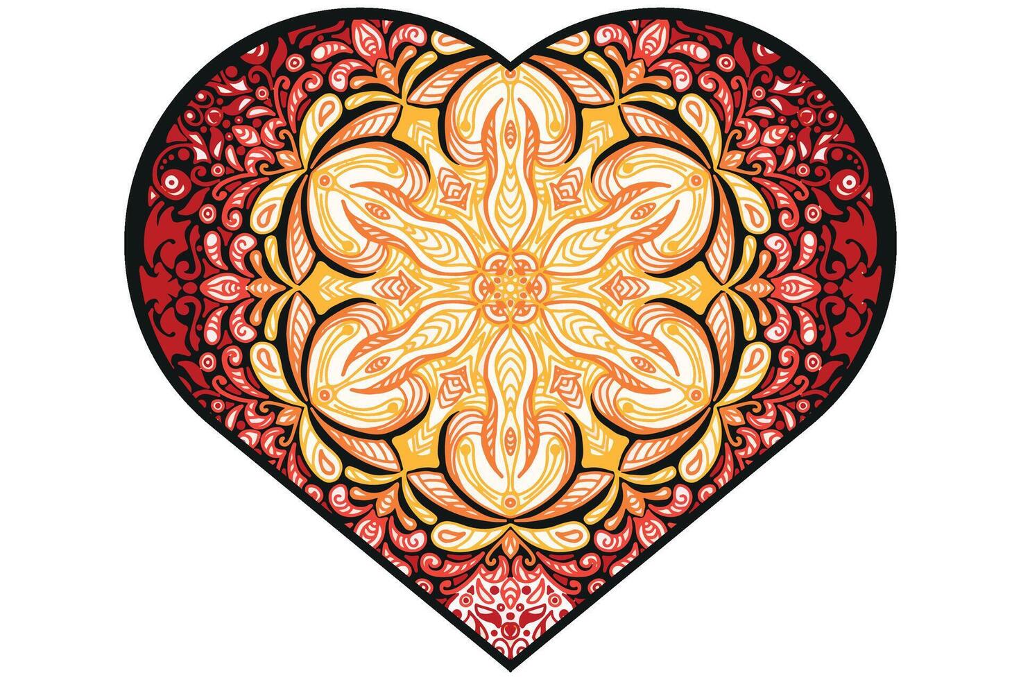 kärlek mandala prydnad vektor design för valentine dekoration