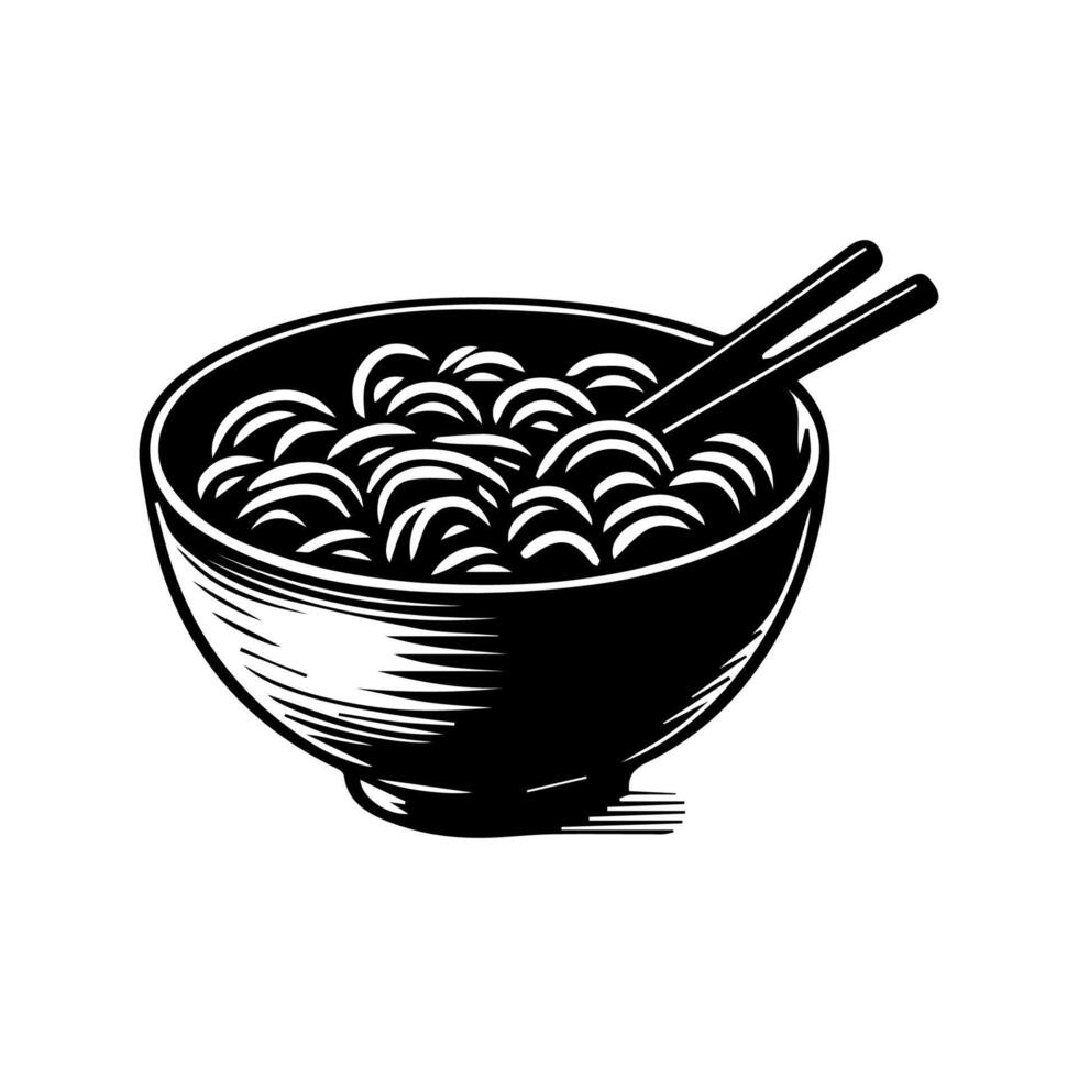 Ramen spaghetti. vektor illustration för maskot logotyp eller stickerasian japansk traditionell mat kök. klämma konst, meny, affisch, skriva ut, baner