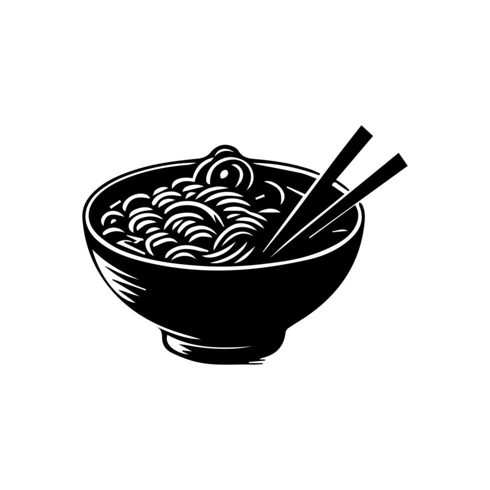 Ramen spaghetti. vektor illustration för maskot logotyp eller stickerasian japansk traditionell mat kök. klämma konst, meny, affisch, skriva ut, baner