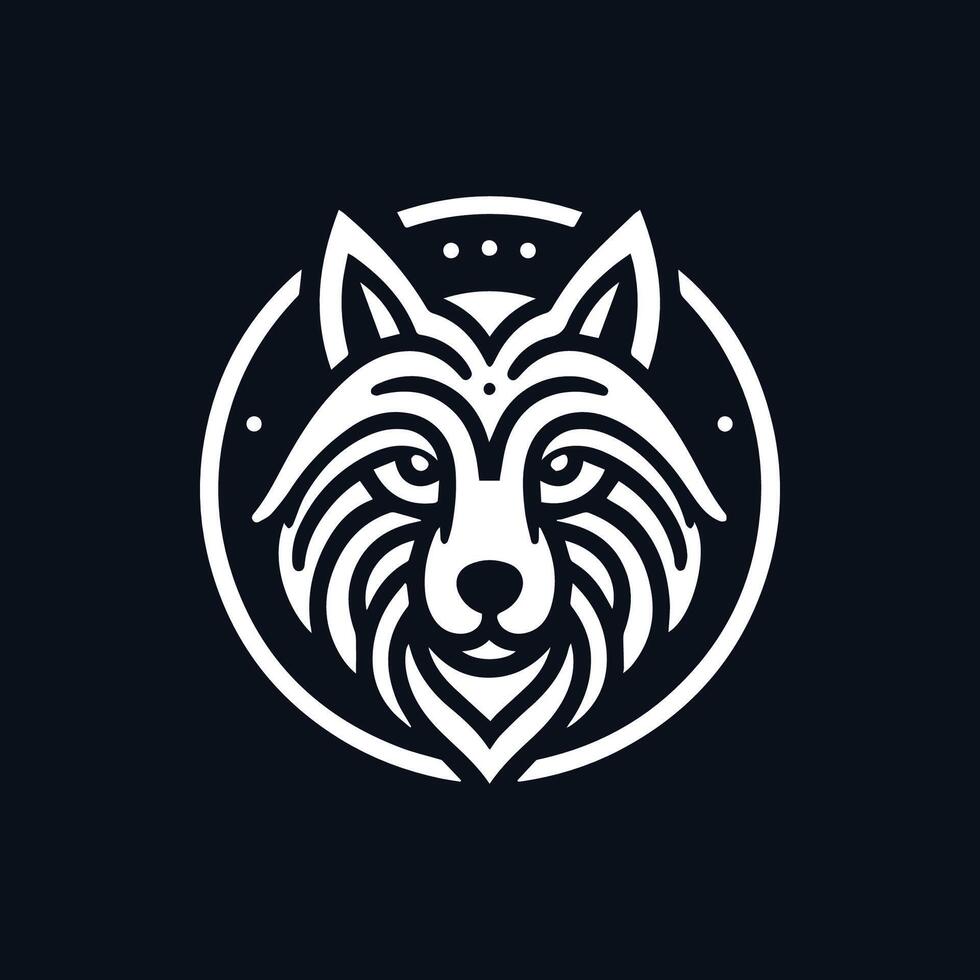 Wolf Logo Vorderseite Sicht, Wolf Kopf Silhouette Logo von Tier Gesicht Clip Art. Kojote Symbol Jäger Raubtier Tierwelt Symbol vektor