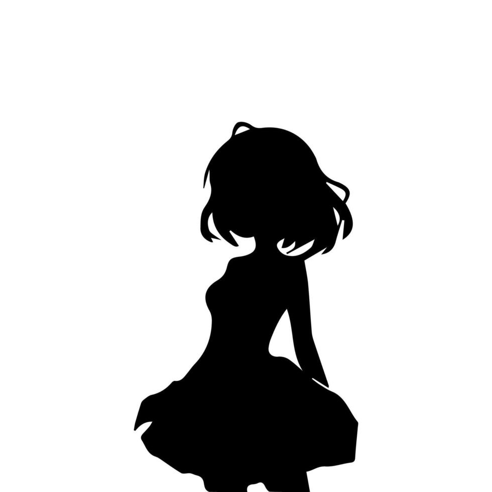 Silhouette Mädchen im Anime Stil Vektor Illustration kostenlos