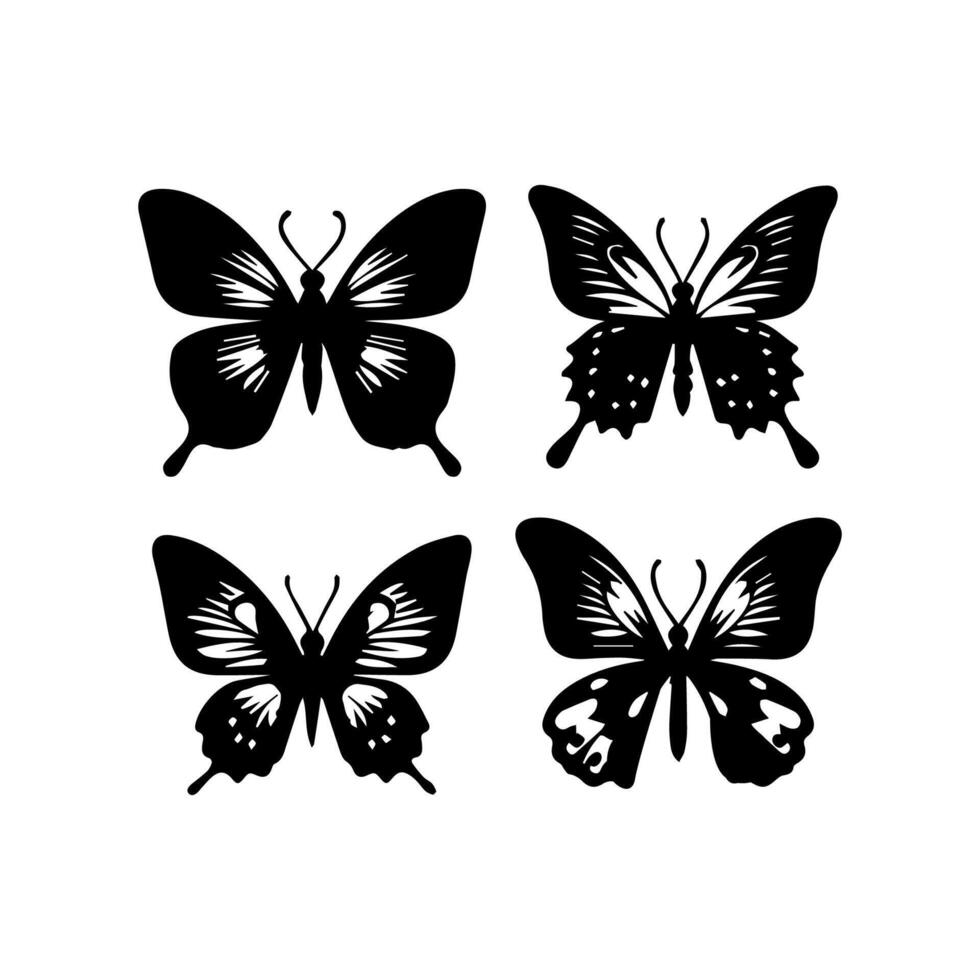 Schmetterling Silhouette Symbol. Vektor Illustrationen.