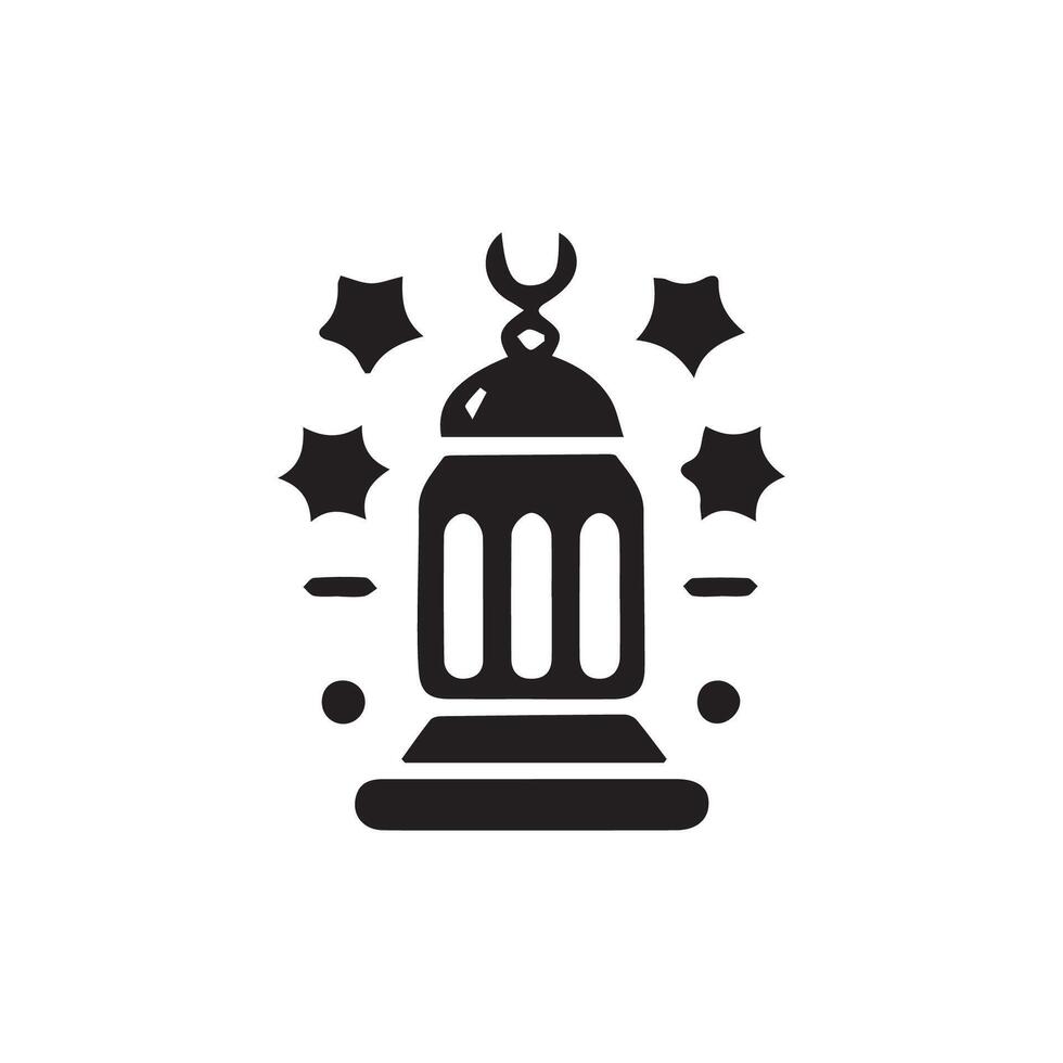 ramadan lykta symbol svartvit bakgrund vektor illustration