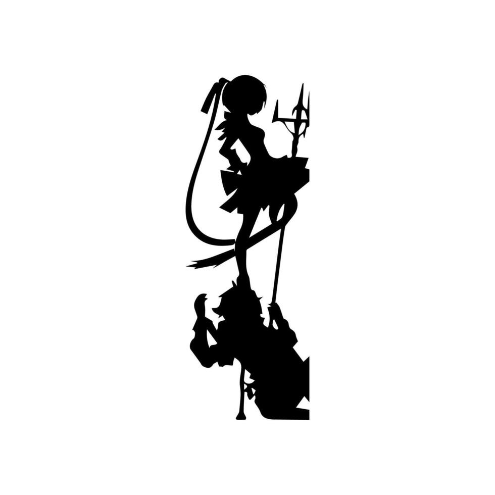 Silhouette Mädchen im Anime Stil Vektor Illustration kostenlos