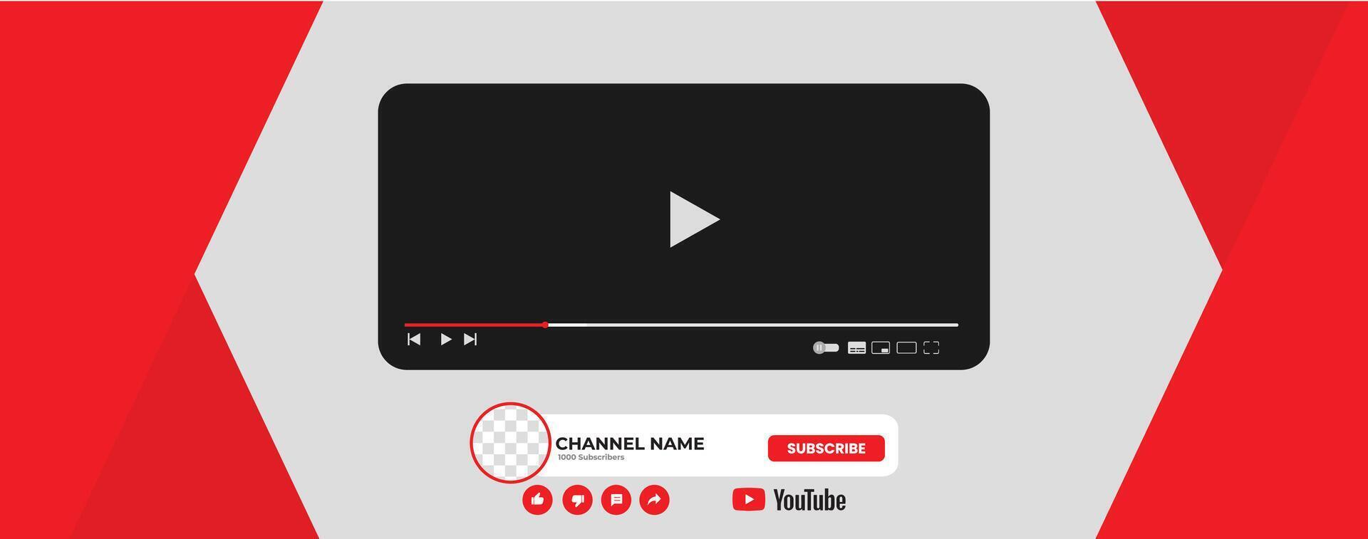 Youtube Kanal Startseite Drahtmodell. Youtube Banner zum Design Ihre Kanal. Youtube Kanal Name niedriger dritte vektor