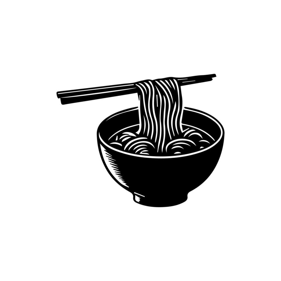 Ramen Nudeln. Vektor Illustration zum Maskottchen Logo oder Aufkleberasiatisch japanisch traditionell Essen Küche. Clip Kunst, Speisekarte, Poster, drucken, Banner