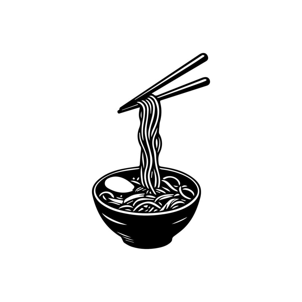 Ramen spaghetti. vektor illustration för maskot logotyp eller stickerasian japansk traditionell mat kök. klämma konst, meny, affisch, skriva ut, baner