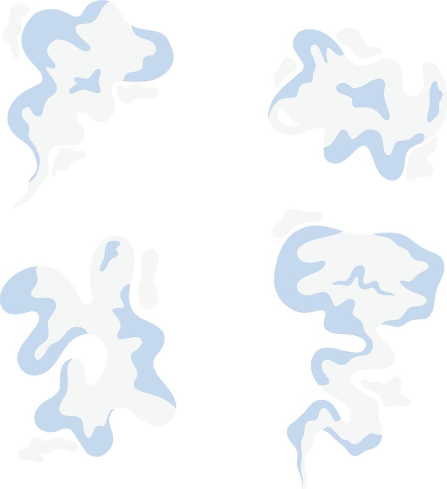 samling av tecknad serie rök moln. i annorlunda former. isolerat vektor illustration.