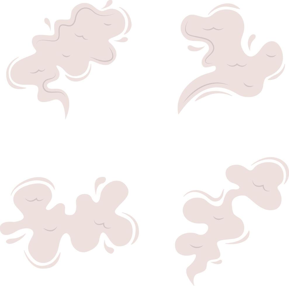 tecknad serie rök moln med platt tecknad serie stil. isolerat på vit bakgrund. vektor illustration uppsättning.