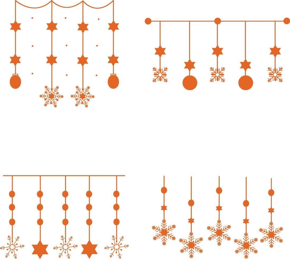 Weihnachten Schneeflocken hängend mit eben Design und Formen. isoliert auf Weiß Hintergrund, Vektor Symbol