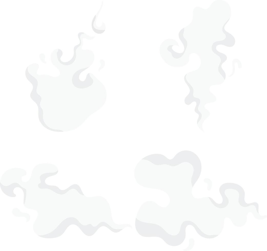 Karikatur Rauch Wolke im abstrakt Design Stil. isoliert auf Weiß Hintergrund, Vektor Illustration.