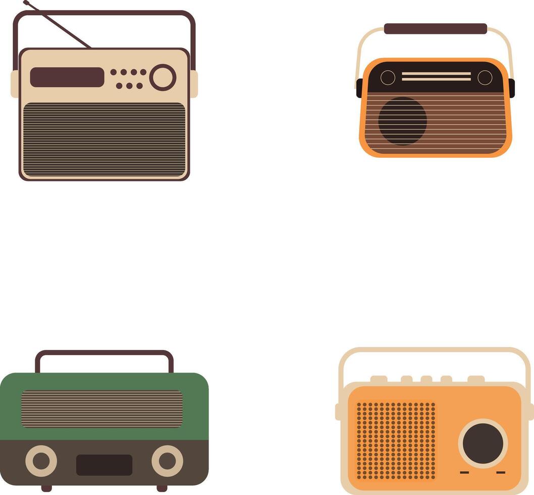 samling av gammal radio stereo. årgång design och former. vektor illustration