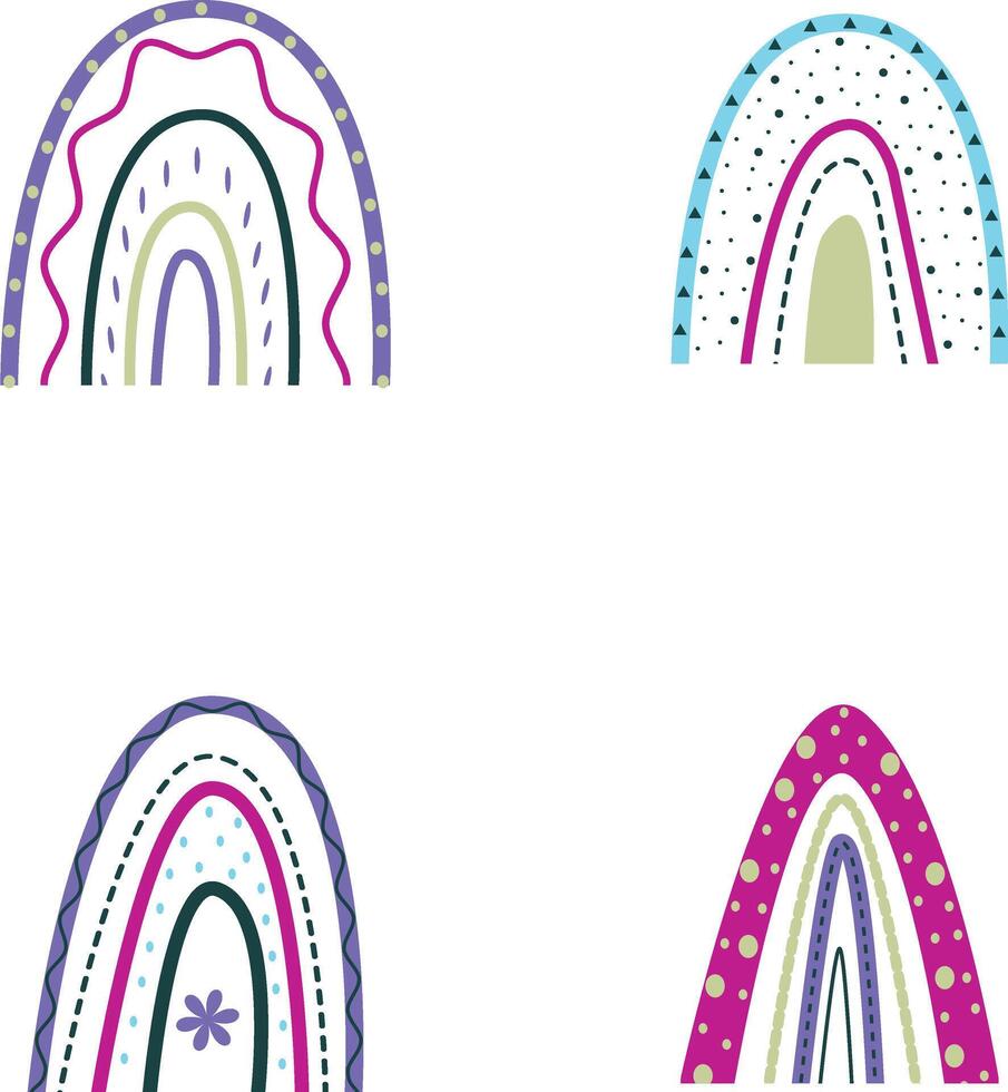 hand dragen regnbåge boho. söt pastell Färg, isolerat på vit bakgrund vektor
