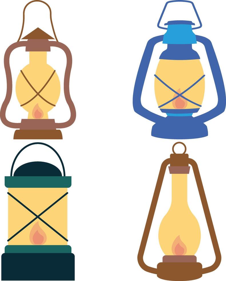 Camping Laterne Lampe Illustration. Jahrgang Karikatur Stil. vektor