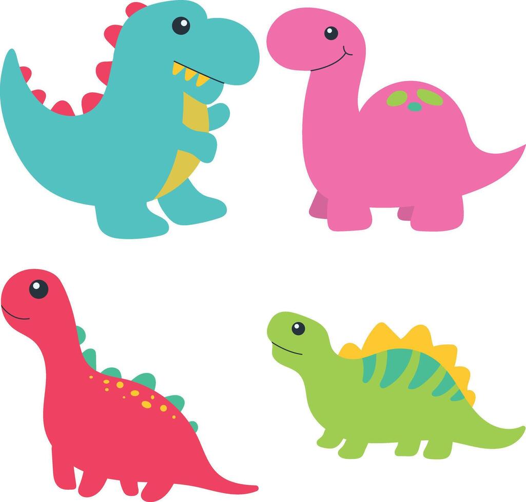 förtjusande dinosaurier illustration. platt tecknad serie karaktär kollektion. vektor