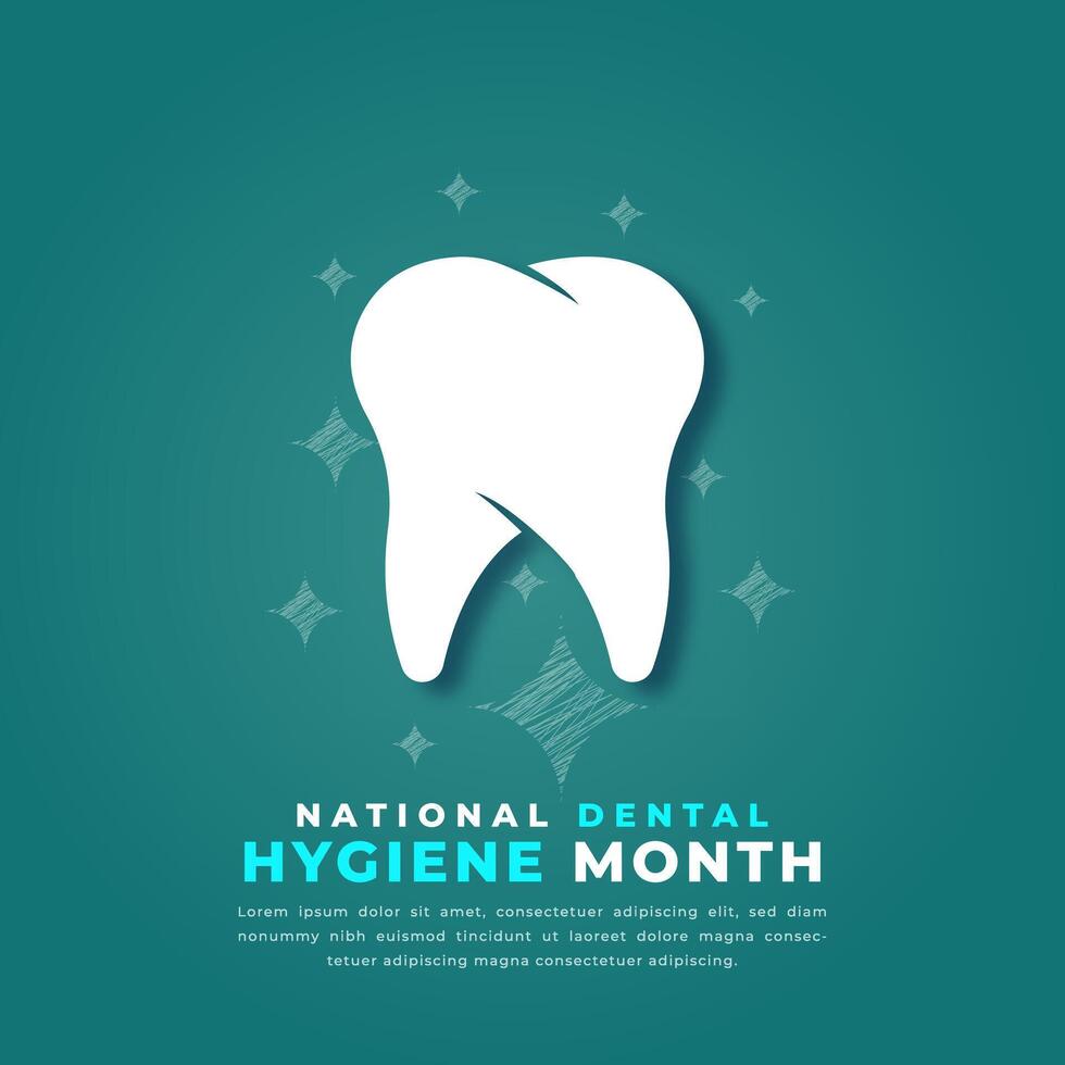 National Dental Hygiene Monat Papier Schnitt Stil Vektor Design Illustration zum Hintergrund, Poster, Banner, Werbung, Gruß Karte
