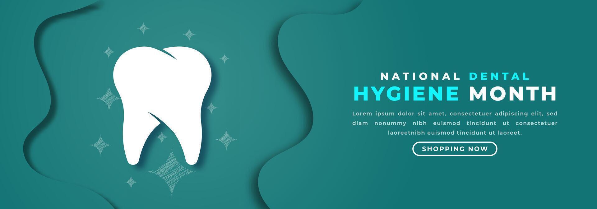 National Dental Hygiene Monat Papier Schnitt Stil Vektor Design Illustration zum Hintergrund, Poster, Banner, Werbung, Gruß Karte