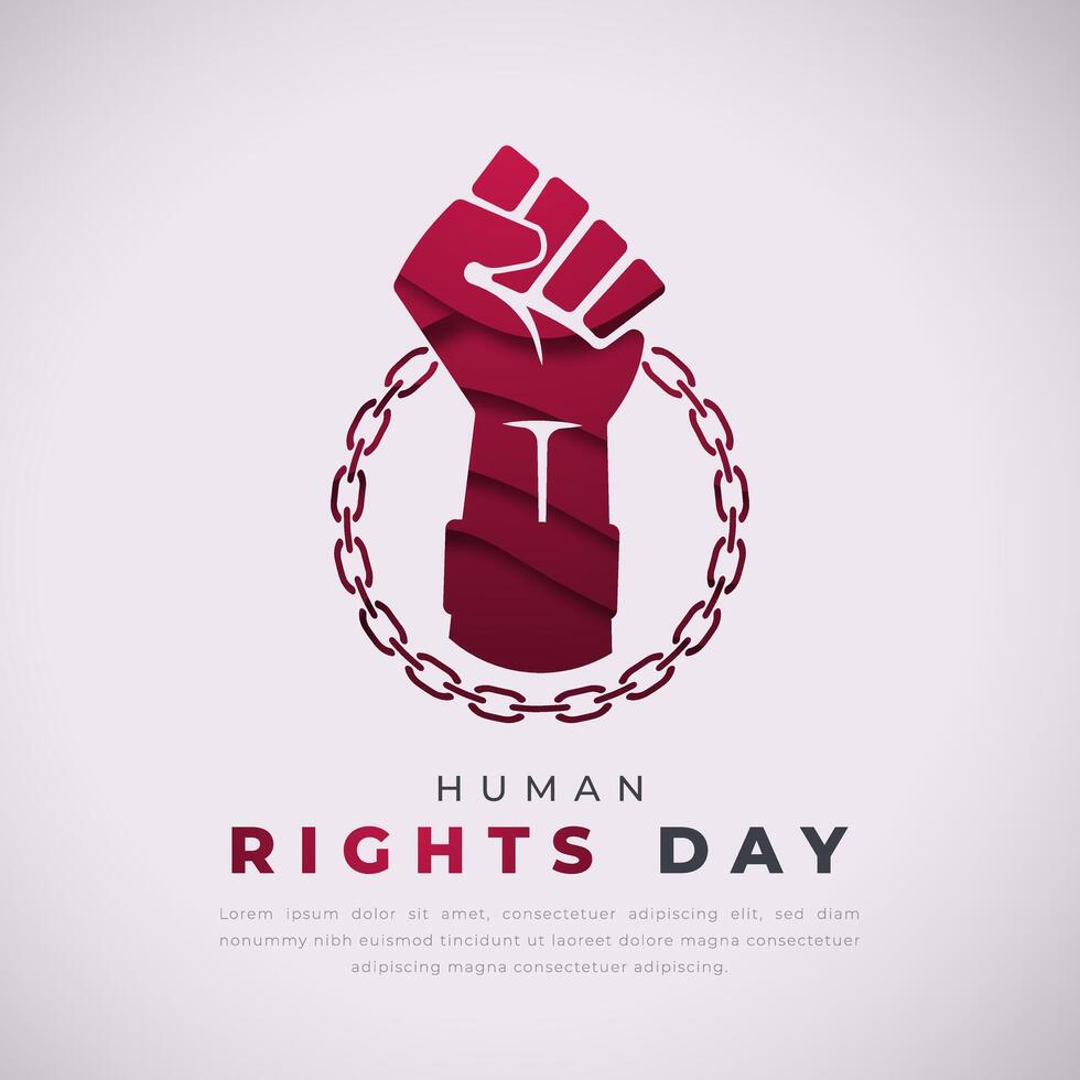 Mensch Rechte Tag Papier Schnitt Stil Vektor Design Illustration zum Hintergrund, Poster, Banner, Werbung, Gruß Karte