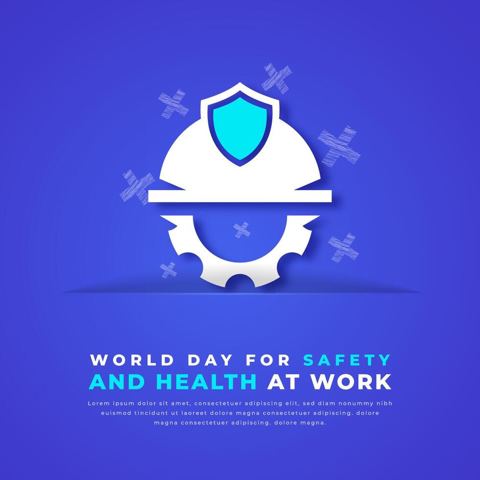 Welt Tag zum Sicherheit und Gesundheit beim Arbeit Papier Schnitt Stil Vektor Design Illustration zum Hintergrund, Poster, Banner, Werbung, Gruß Karte