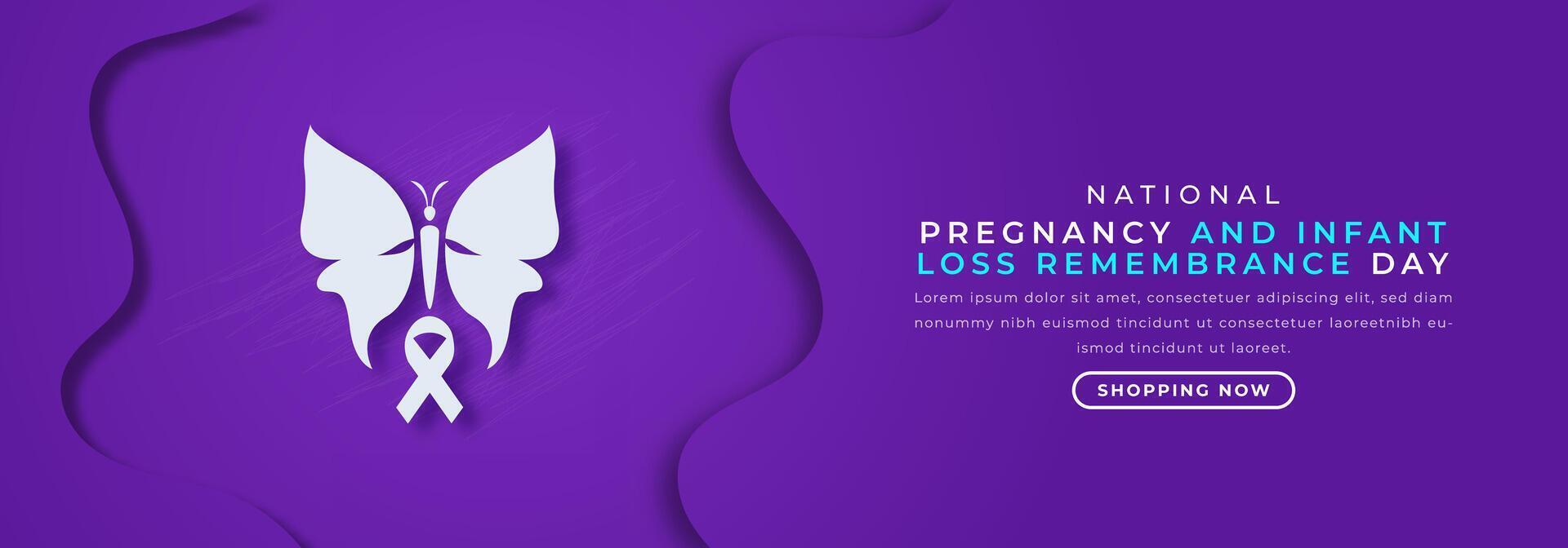 National Schwangerschaft und Säugling Verlust Erinnerung Tag Papier Schnitt Stil Vektor Design Illustration zum Hintergrund, Poster, Banner, Werbung, Gruß Karte