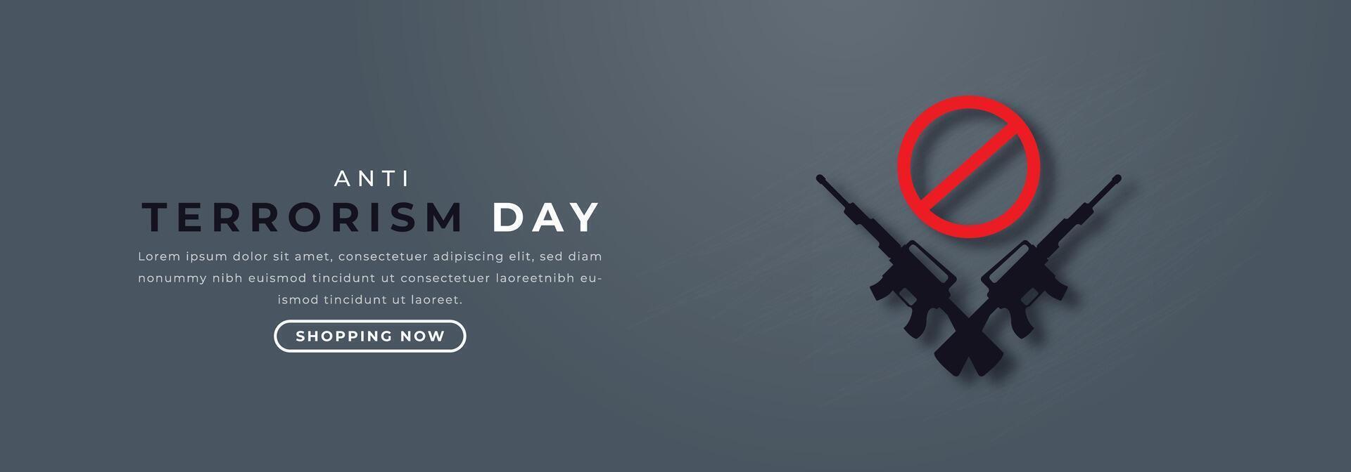 anti terrorism dag papper skära stil vektor design illustration för bakgrund, affisch, baner, reklam, hälsning kort