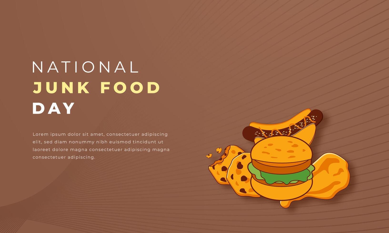 nationell skräp mat dag papper skära stil vektor design illustration för bakgrund, affisch, baner, reklam, hälsning kort