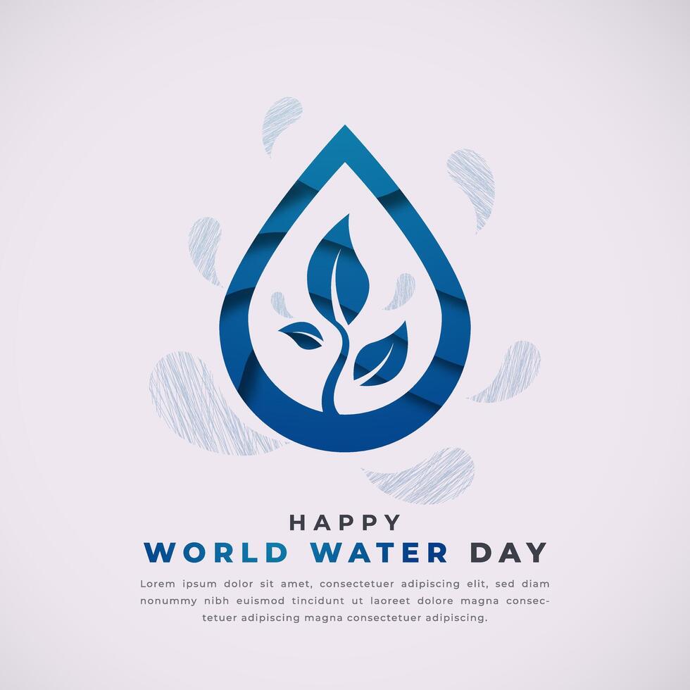 Welt Wasser Tag Papier Schnitt Stil Vektor Design Illustration zum Hintergrund, Poster, Banner, Werbung, Gruß Karte