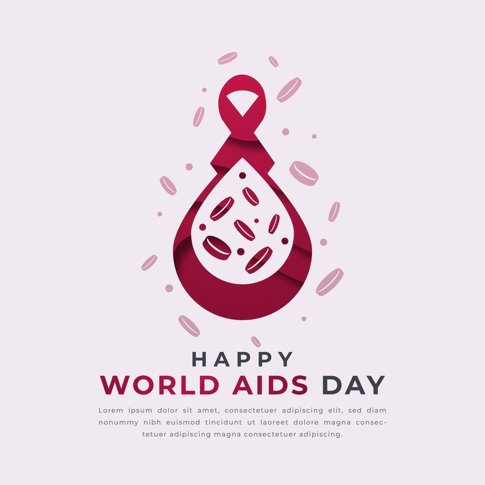 Welt AIDS Tag Papier Schnitt Stil Vektor Design Illustration zum Hintergrund, Poster, Banner, Werbung, Gruß Karte