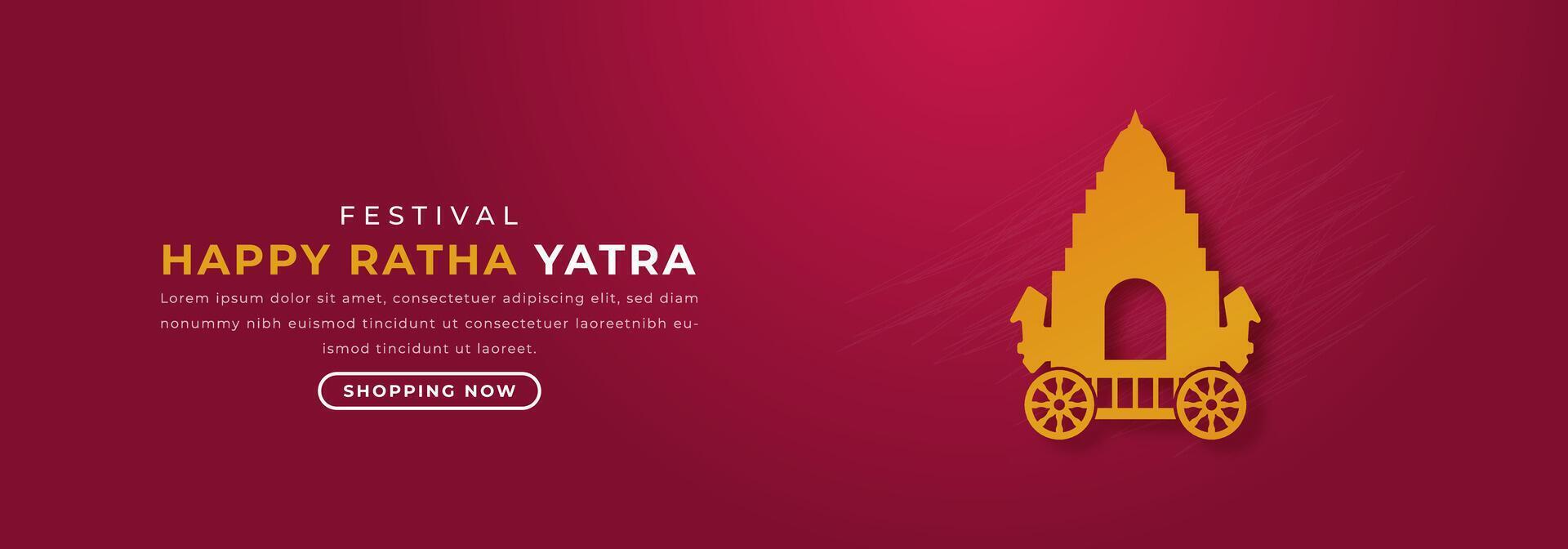 Lycklig ratha yatra papper skära stil vektor design illustration för bakgrund, affisch, baner, reklam, hälsning kort