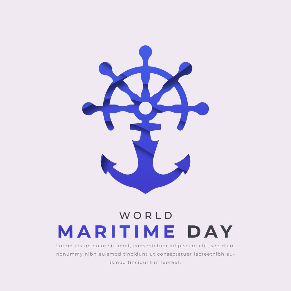 Welt maritim Tag Papier Schnitt Stil Vektor Design Illustration zum Hintergrund, Poster, Banner, Werbung, Gruß Karte