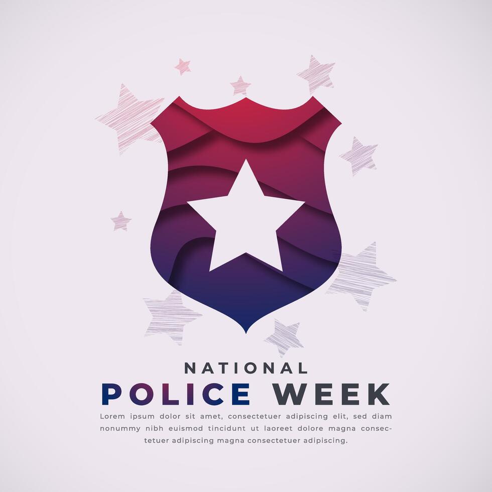 National Polizei Woche Papier Schnitt Stil Vektor Design Illustration zum Hintergrund, Poster, Banner, Werbung, Gruß Karte