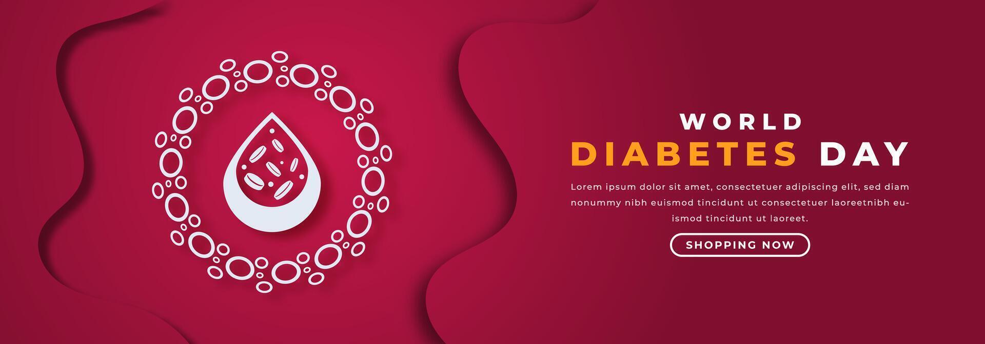 värld diabetes dag papper skära stil vektor design illustration för bakgrund, affisch, baner, reklam, hälsning kort
