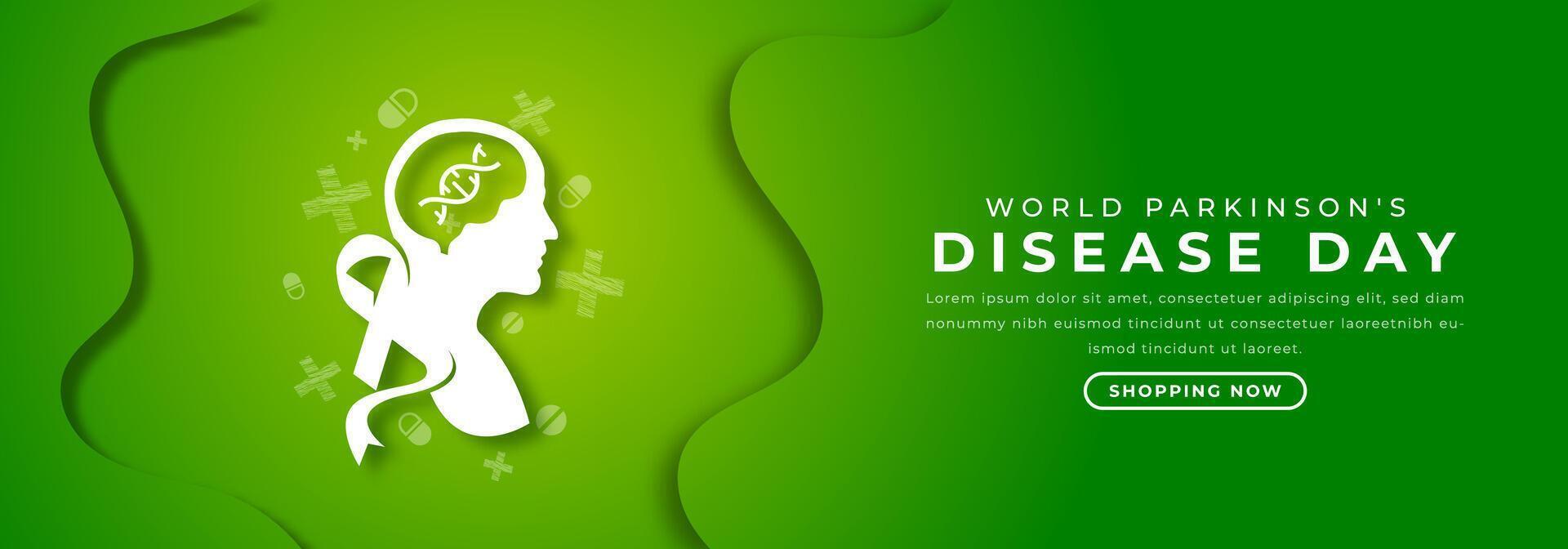Welt Parkinson Krankheit Tag Papier Schnitt Stil Vektor Design Illustration zum Hintergrund, Poster, Banner, Werbung, Gruß Karte