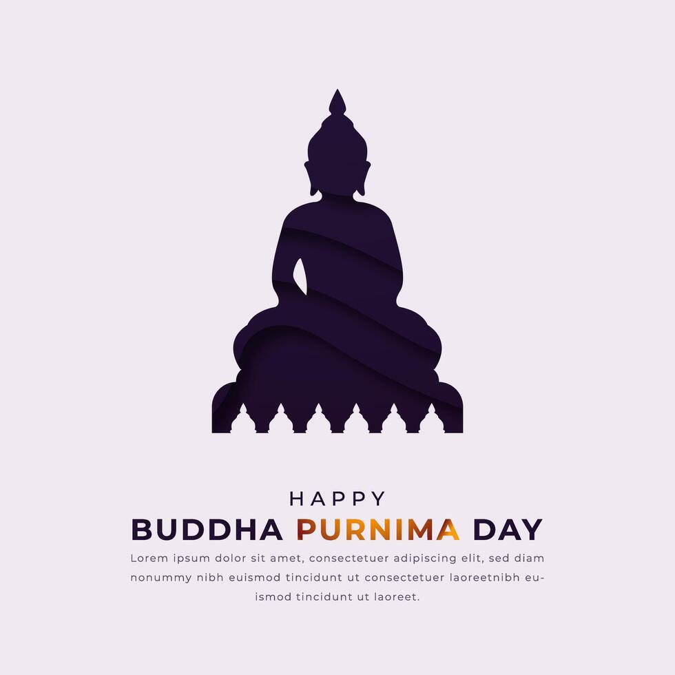 Lycklig buddha purnima dag papper skära stil vektor design illustration för bakgrund, affisch, baner, reklam, hälsning kort