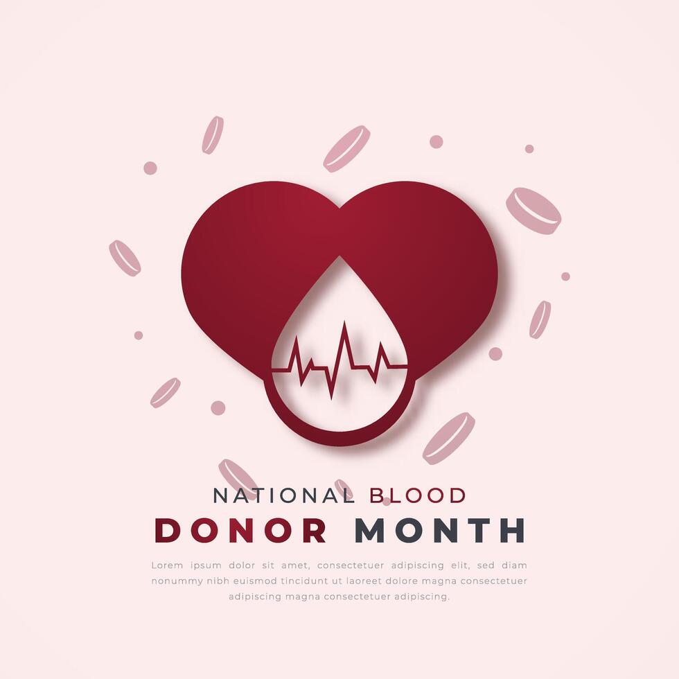 nationell blod givare månad papper skära stil vektor design illustration för bakgrund, affisch, baner, reklam, hälsning kort