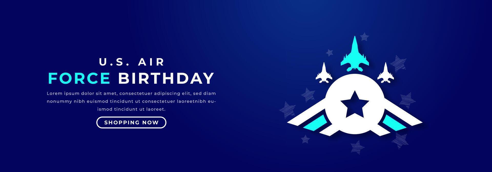 uns Luft Macht Geburtstag Papier Schnitt Stil Vektor Design Illustration zum Hintergrund, Poster, Banner, Werbung, Gruß Karte