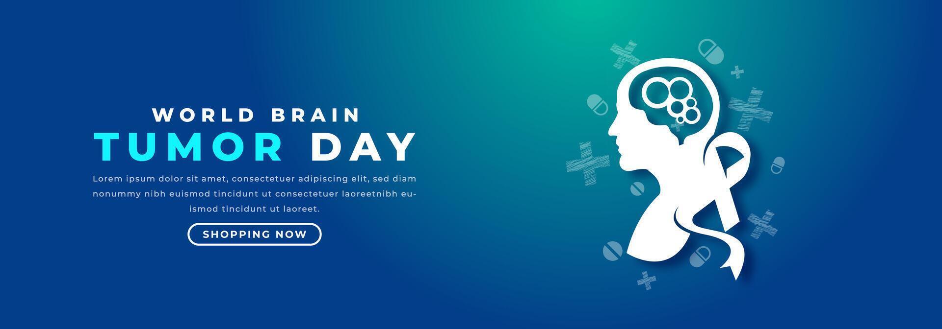 Welt Gehirn Tumor Tag Papier Schnitt Stil Vektor Design Illustration zum Hintergrund, Poster, Banner, Werbung, Gruß Karte