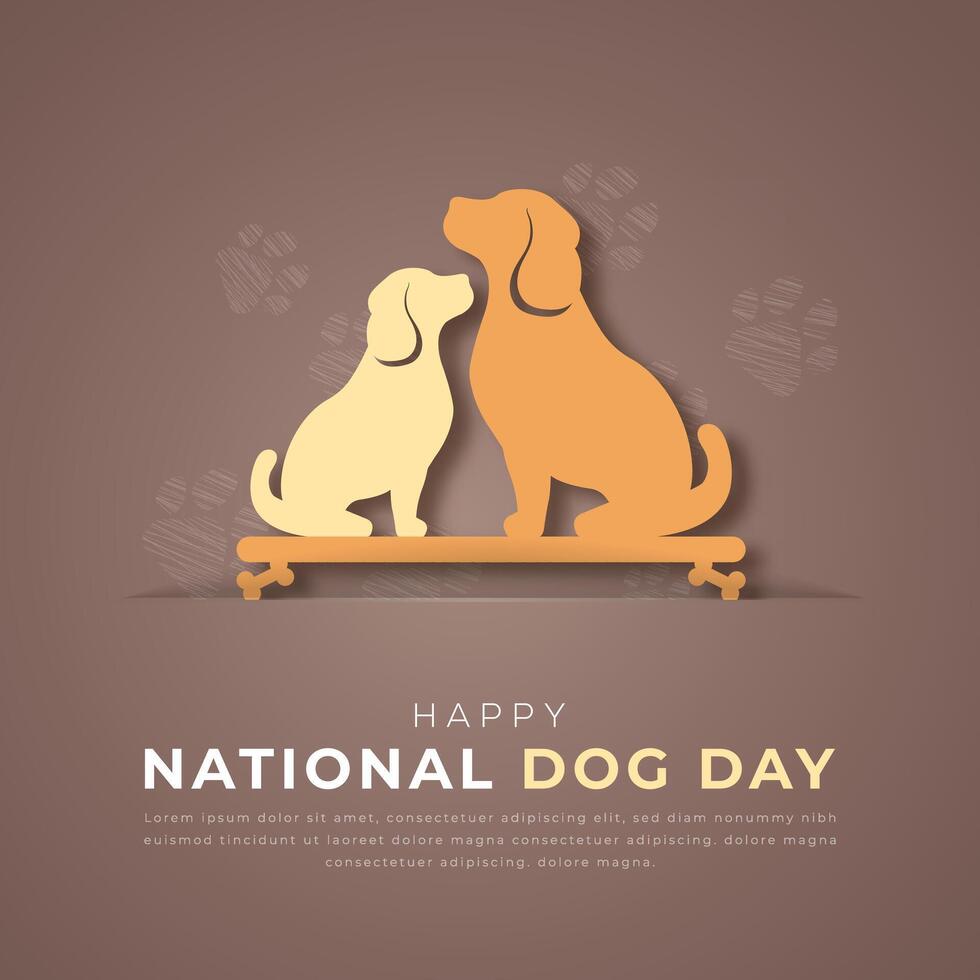nationell hund dag papper skära stil vektor design illustration för bakgrund, affisch, baner, reklam, hälsning kort