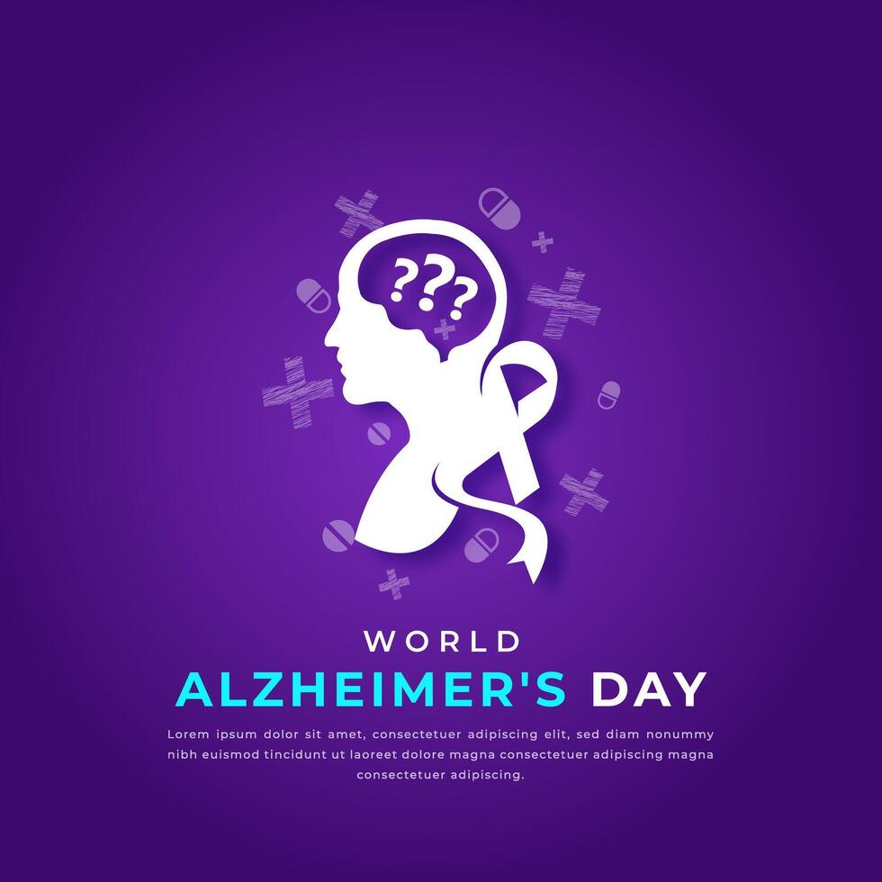 Welt Alzheimer Tag Papier Schnitt Stil Vektor Design Illustration zum Hintergrund, Poster, Banner, Werbung, Gruß Karte
