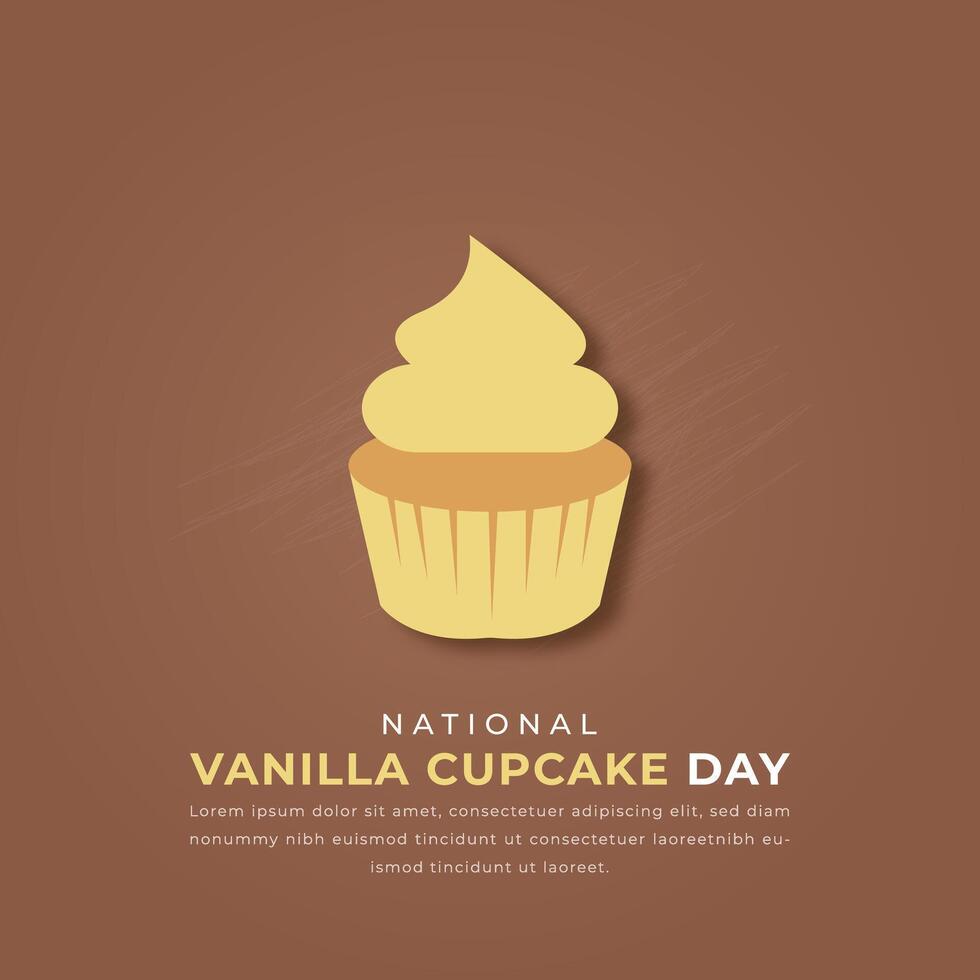 National Vanille Cupcake Tag Papier Schnitt Stil Vektor Design Illustration zum Hintergrund, Poster, Banner, Werbung, Gruß Karte