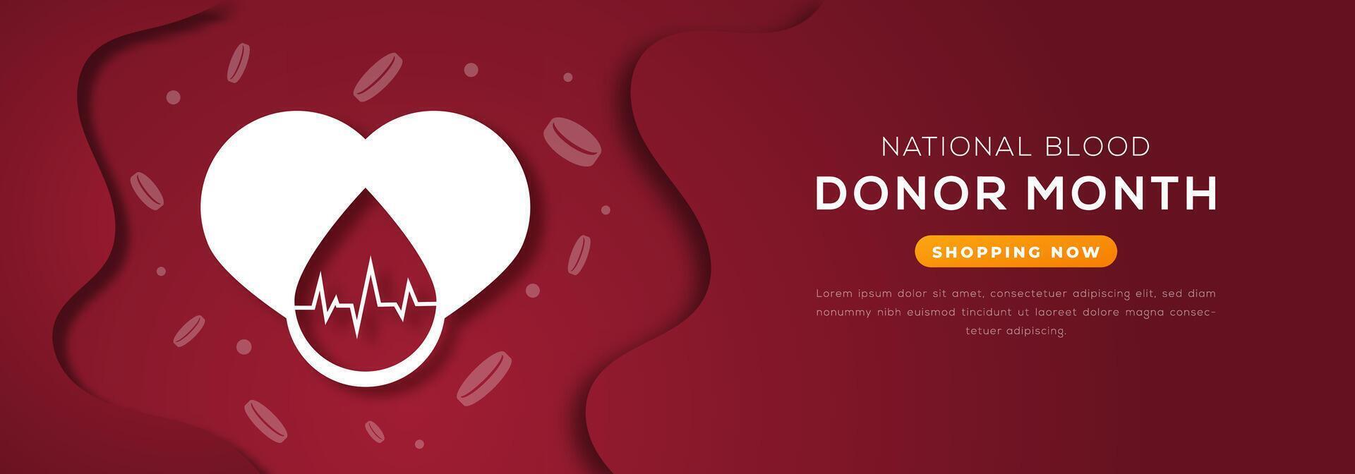 National Blut Spender Monat Papier Schnitt Stil Vektor Design Illustration zum Hintergrund, Poster, Banner, Werbung, Gruß Karte