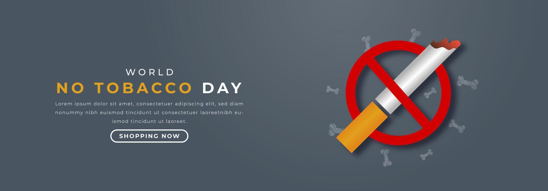 Welt Nein Tabak Tag Papier Schnitt Stil Vektor Design Illustration zum Hintergrund, Poster, Banner, Werbung, Gruß Karte