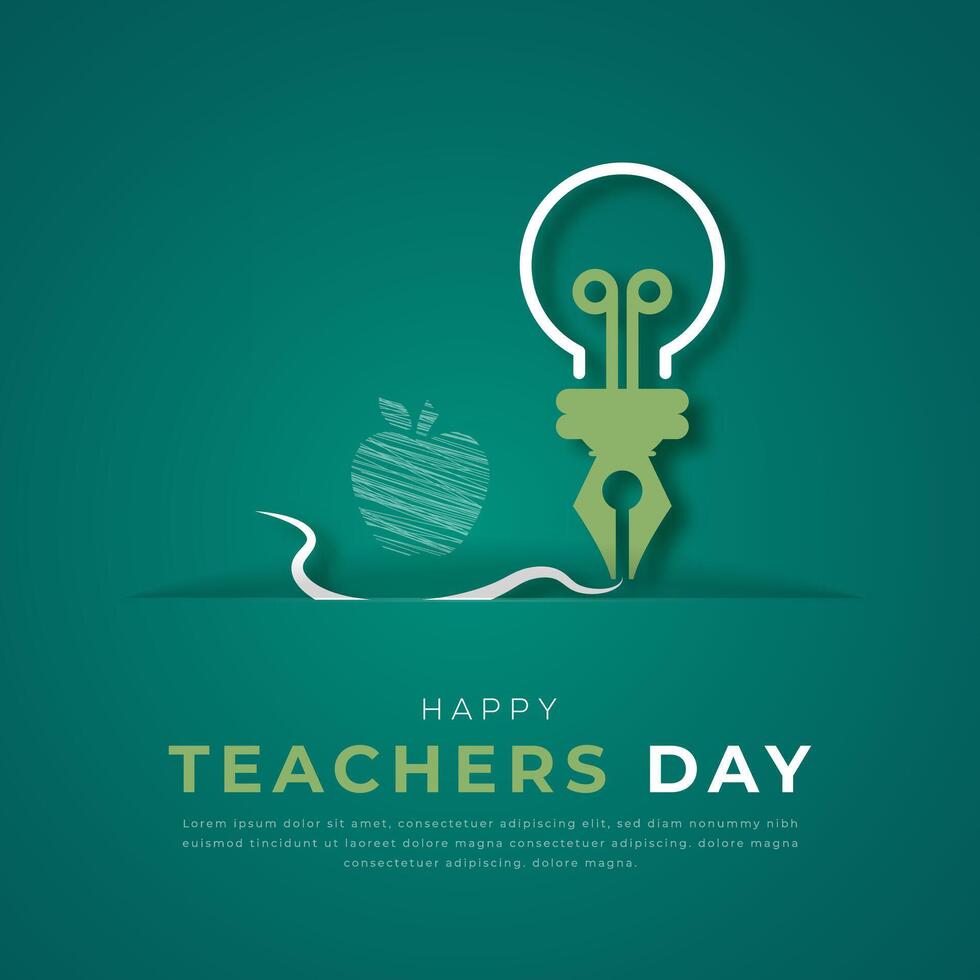 glücklich Lehrer Tag Papier Schnitt Stil Vektor Design Illustration zum Hintergrund, Poster, Banner, Werbung, Gruß Karte