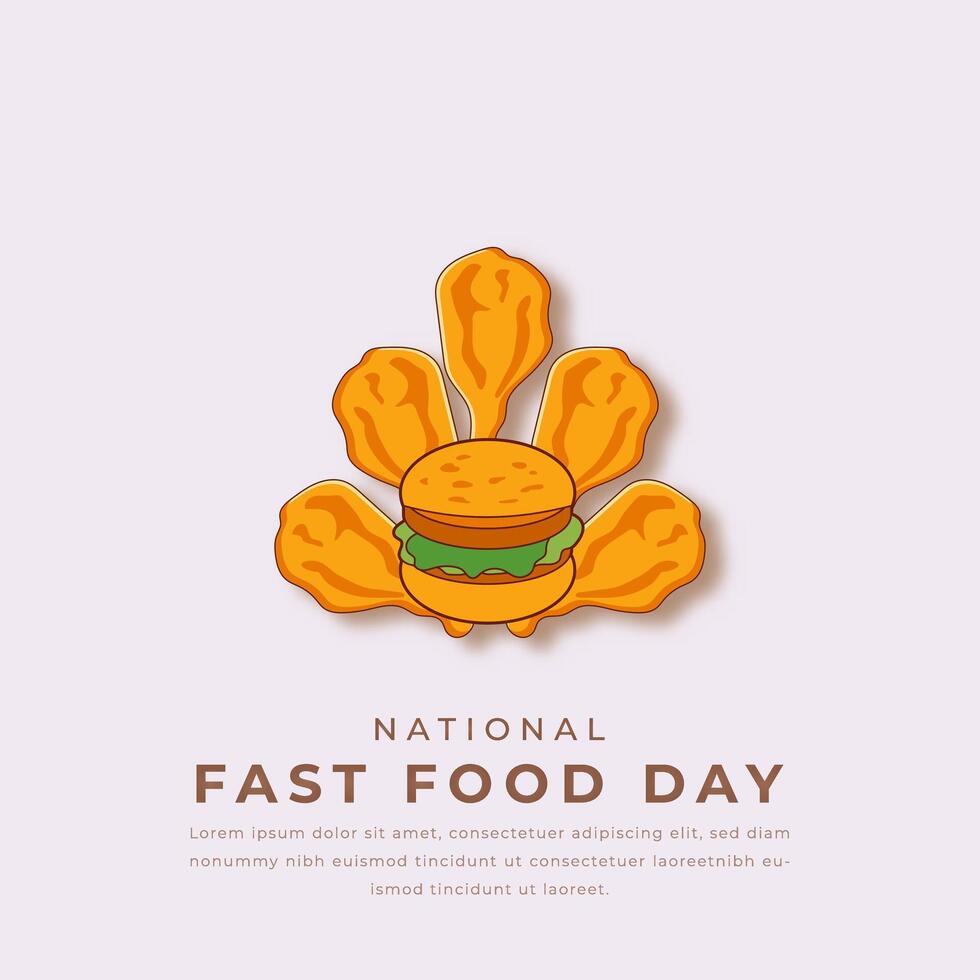 nationell snabb mat dag papper skära stil vektor design illustration för bakgrund, affisch, baner, reklam, hälsning kort