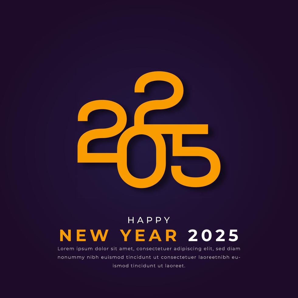 glücklich Neu Jahr 2025 Papier Schnitt Stil Vektor Design Illustration zum Hintergrund, Poster, Banner, Werbung, Gruß Karte