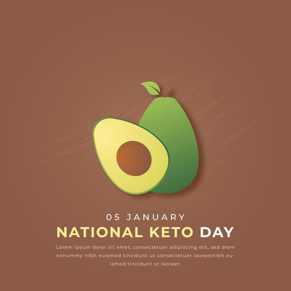 National Keto Tag Papier Schnitt Stil Vektor Design Illustration zum Hintergrund, Poster, Banner, Werbung, Gruß Karte