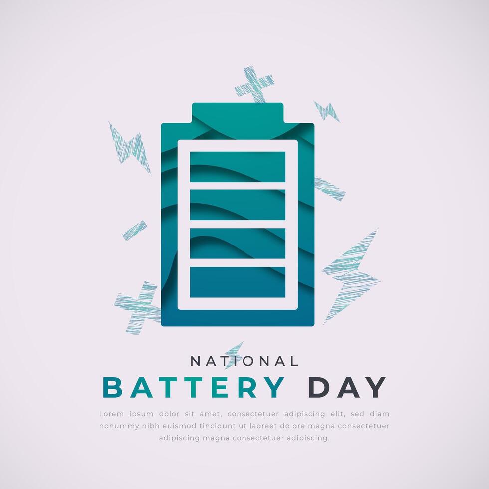 National Batterie Tag Papier Schnitt Stil Vektor Design Illustration zum Hintergrund, Poster, Banner, Werbung, Gruß Karte