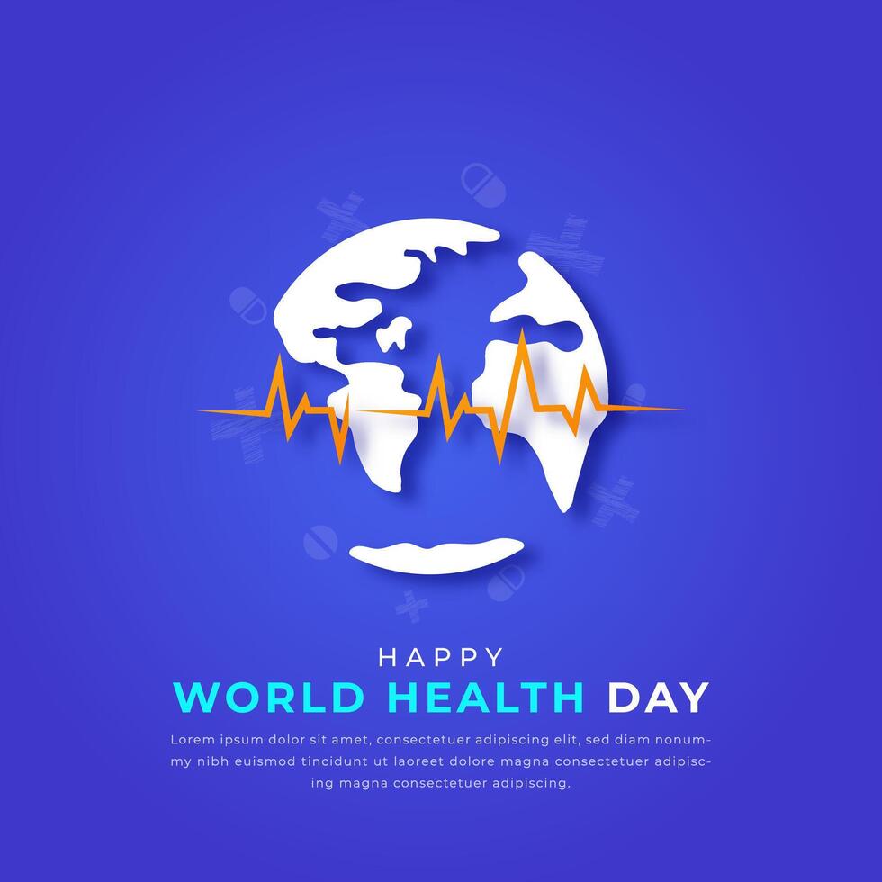 Welt Gesundheit Tag Papier Schnitt Stil Vektor Design Illustration zum Hintergrund, Poster, Banner, Werbung, Gruß Karte