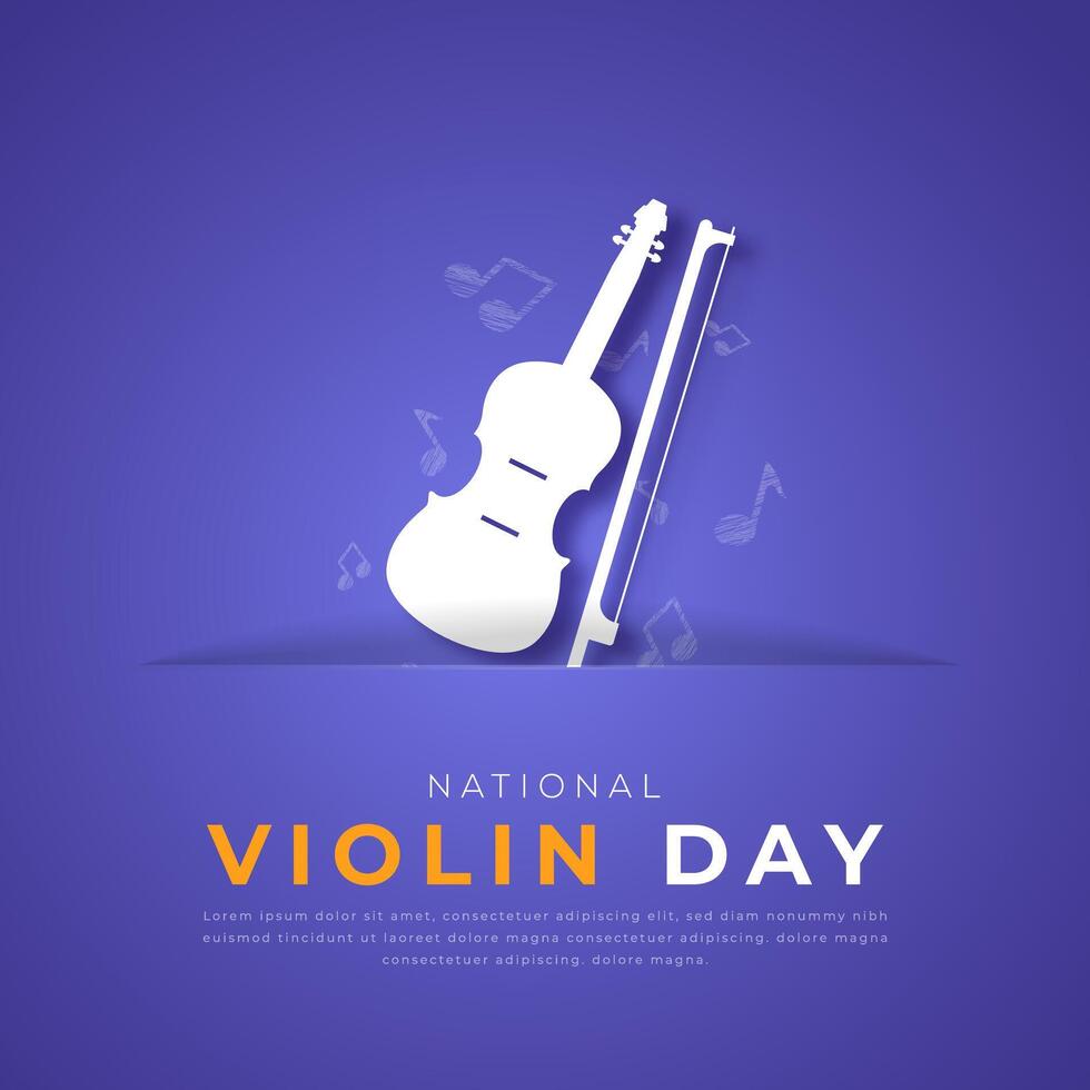 National Violine Tag Papier Schnitt Stil Vektor Design Illustration zum Hintergrund, Poster, Banner, Werbung, Gruß Karte