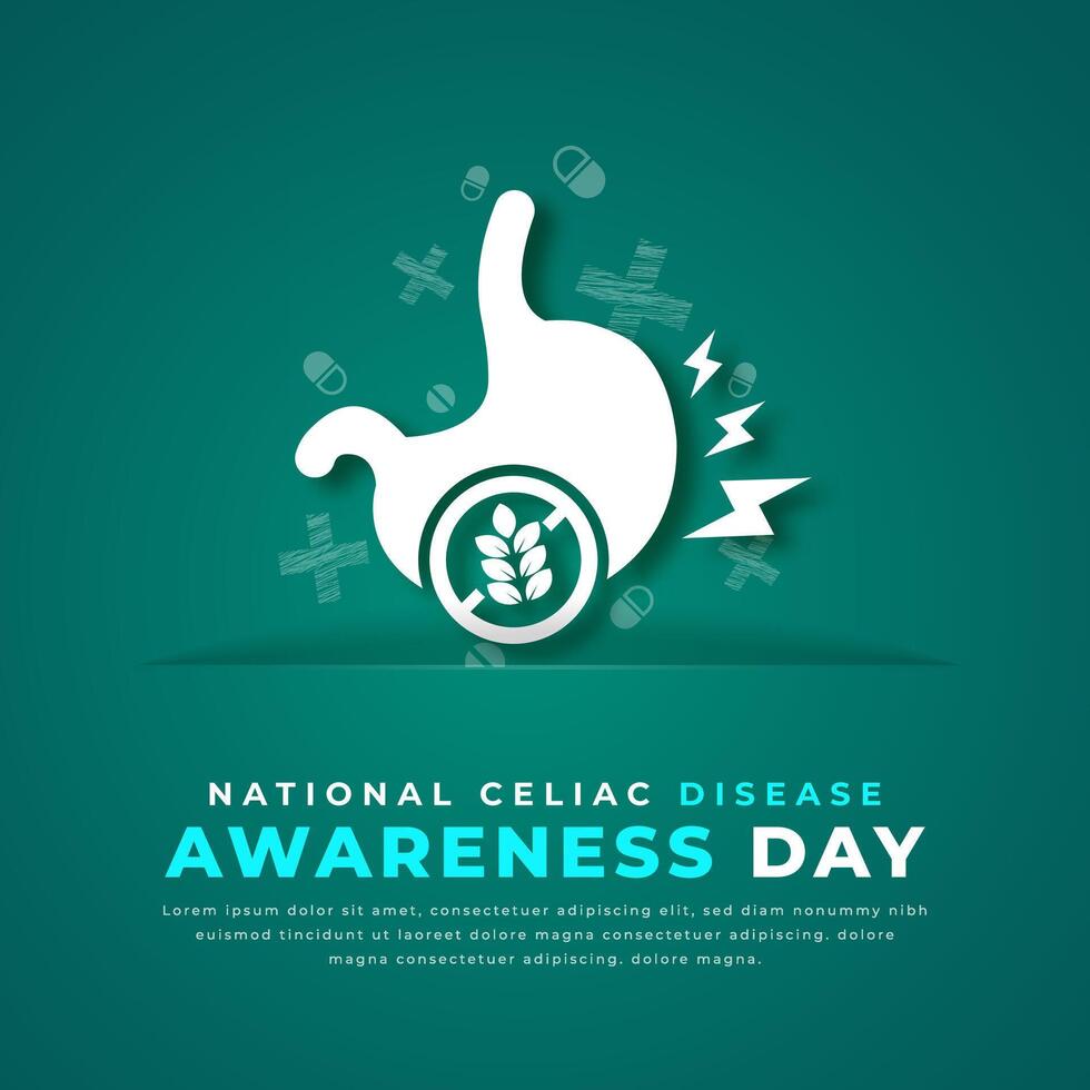 National Zöliakie Krankheit Bewusstsein Tag Papier Schnitt Stil Vektor Design Illustration zum Hintergrund, Poster, Banner, Werbung, Gruß Karte